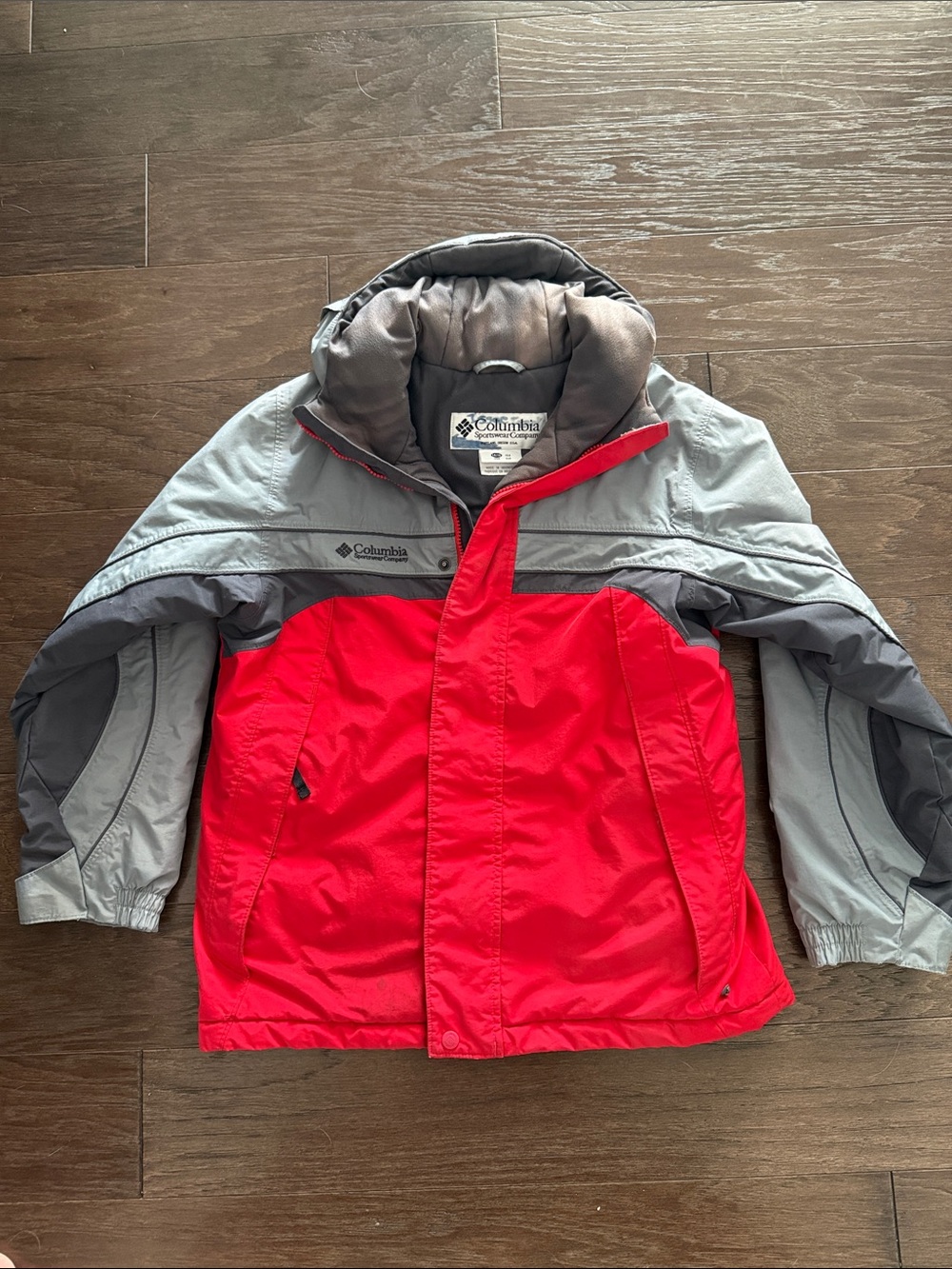 Columbia Sportswear Youth Red & Gray Winter Jacket w Hood & Snow Guard 14/16